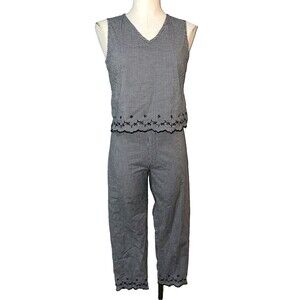 Action Wear Vintage made in USA Women’s 2Pc Pant+Top Set size 4/S Gingham Retro